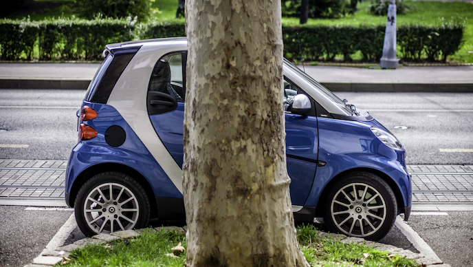 Illustration d'une voiture derrière un arbre